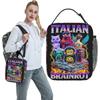 Italian Brainrot Funny Memes Lunch Bag Casual Lunch Box School Portable Tote Food Bags For Women Oxford Graphic Cooler Bag