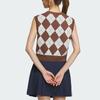 Adidas Originals Plaid Print V-Neck Pullover Sports Vest Women Tops Brown White IX7815