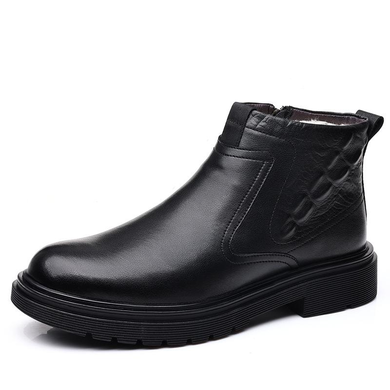 

Модные высокие ботинки и флисовые зимние теплые ботинки для мужчин, дизайнерские черные туфли на платформе из хлопка для мужчин, модные повседневные кожаные туфли для мужчин 38 чёрный