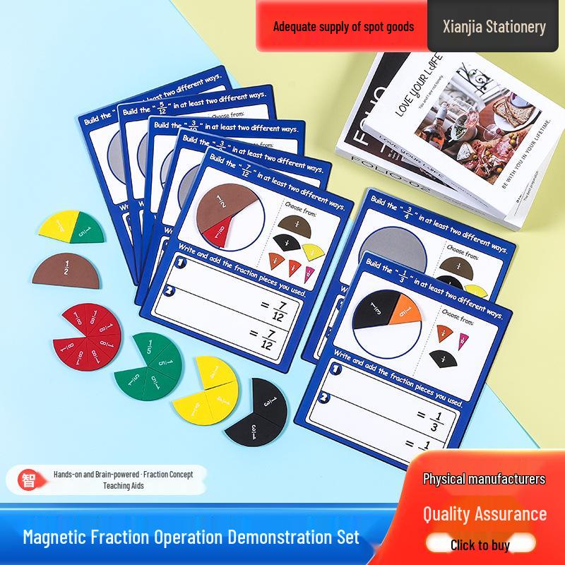 Fraction Discs for Third Grade: Magnetic Numerator & Denominator Recognition, Addition & Subtraction Teaching Aid. Whiteboard