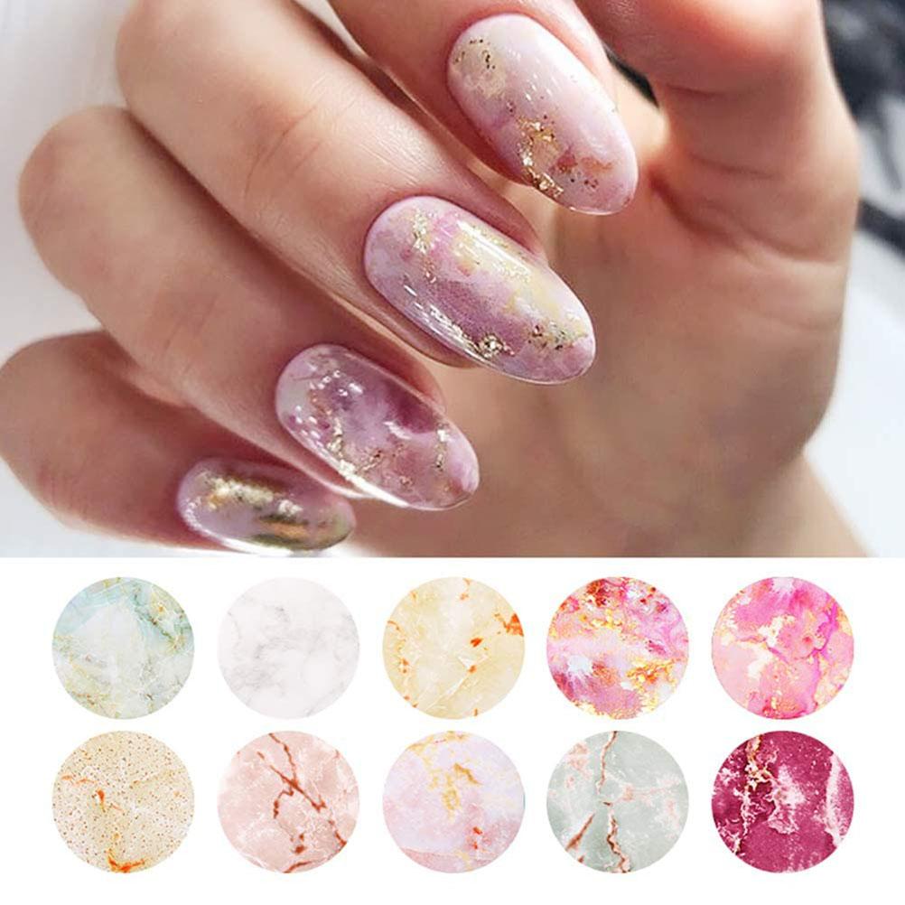 Marble Nail Foil Transfer Sticker Nail Art Stickers Tips Wraps Foil Transfer Adhesive Glitters