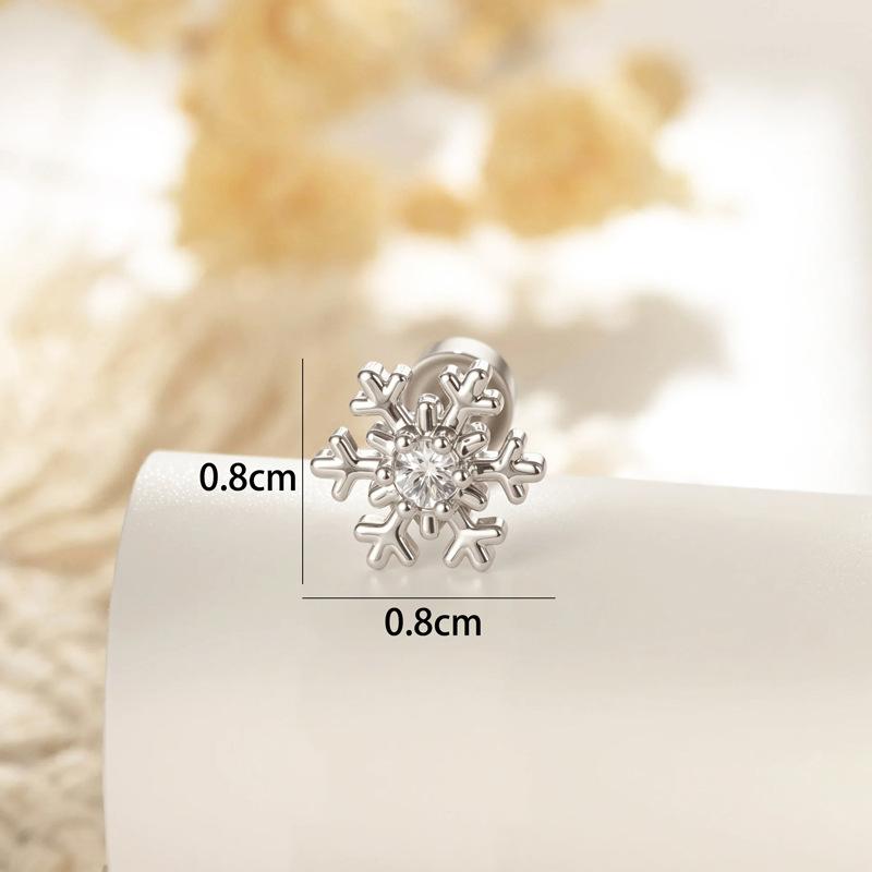 

Пірсинг Сережки мінімалістичні Нові Прикраси для нігтів мода Форма сніжинки 1 шт. Хрящ вуха Унікальний 0.8cm*0.8cm