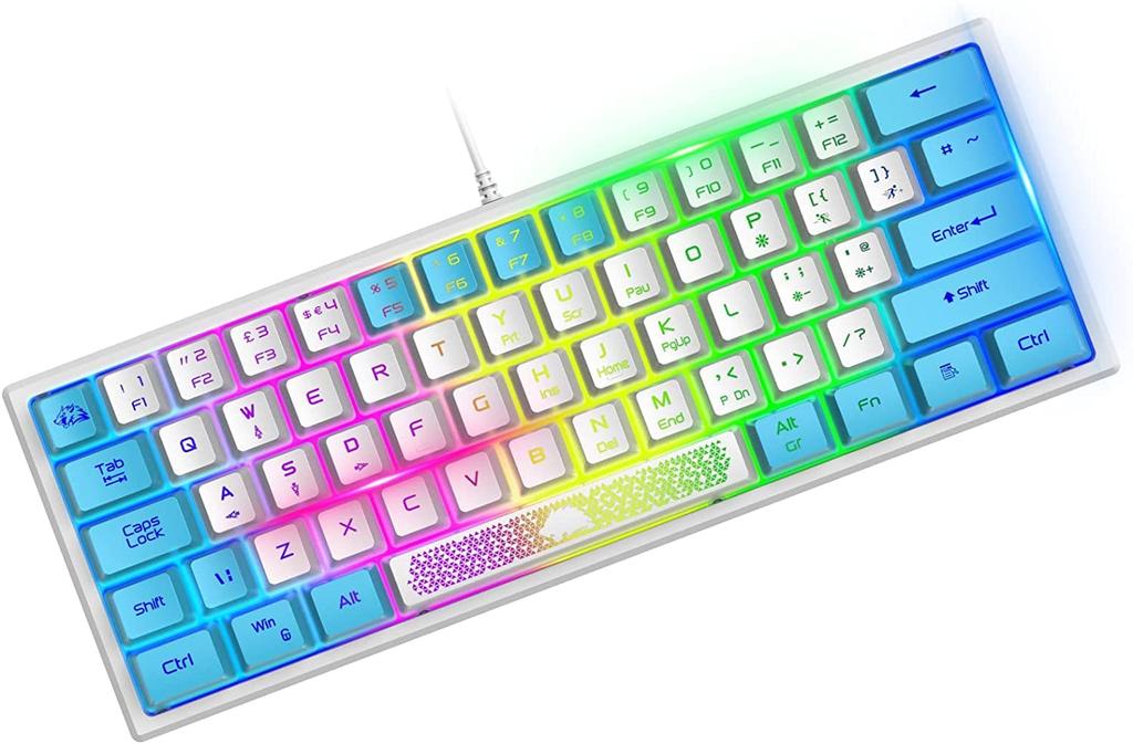 LexonTech X ZIYOU LANG K61 Gaming Keyboard with RGB LED Backlighting 62 Compact USB Membrane Wired Multifunctional Multimedia Compatible with for Work