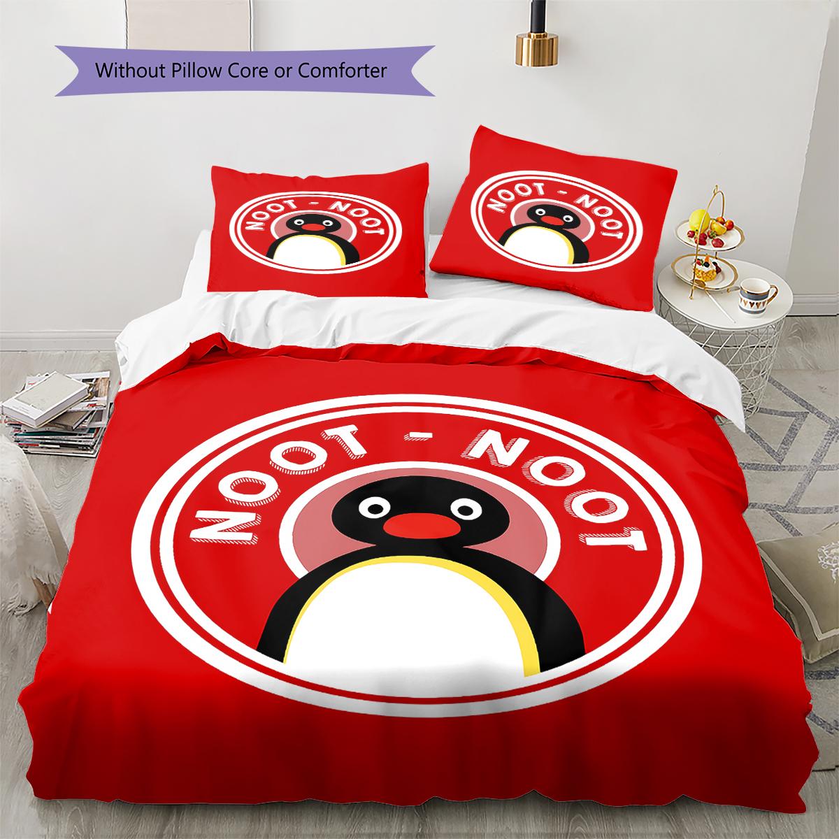 

PINGU Pattern Bedding,Quilt Set Quilt Cover Pillowcase Home Birthday Gift (1 * duvet cover + 2 * pillowcase, without core) 155x200cm