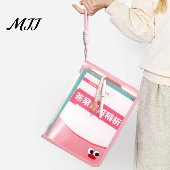 Dustproof File Protection Sleeve Clear Expanding Folder, with Hand Strap, Macaron Color Lightweight Student Test Paper Holder Waterproof Plastic