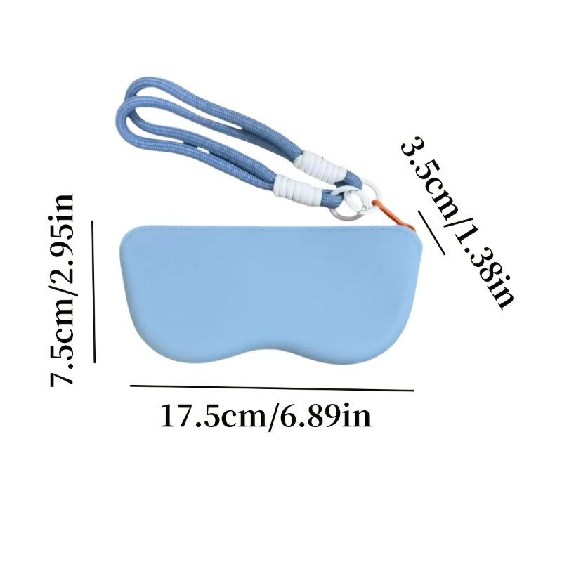 1pc Waterproof Silicone Glasses Case with Zipper & Braided Lanyard - Portable Fashion Glasses Storage