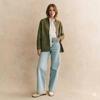 Women's Jacket Genuine Suede Lambskin Leather Handmade Stylish Olive Green Fit