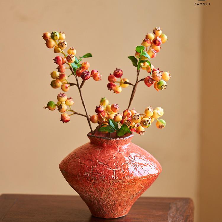 Tao Mei Ji Handmade Wabi-Sabi Style Ceramic Vase for Zen Flower Arrangements