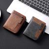 Retro Men's Color Block Leather Wallet with Zipper – Multi-functional Card Holder with Multiple Slots