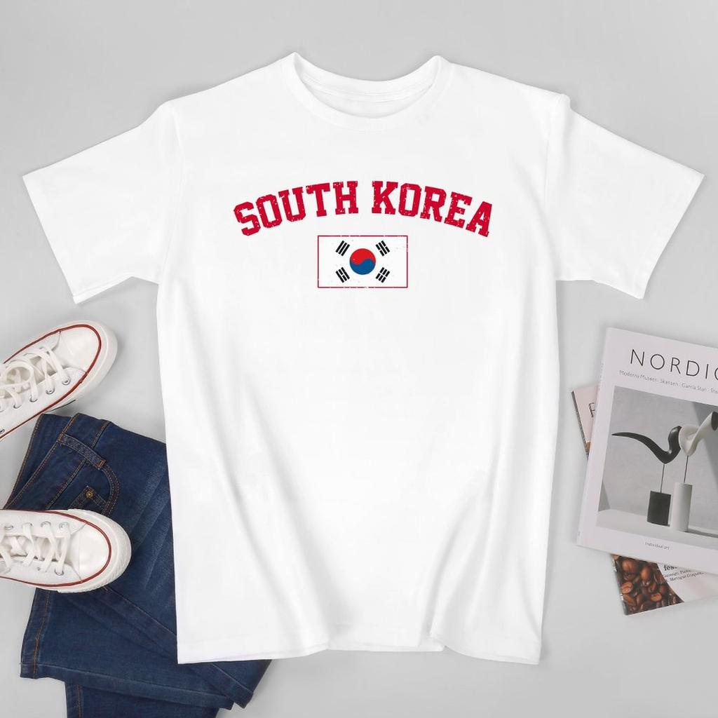 Unisex SOUTH KOREA Flag Vintage Tshirt Tees Oneck T Shirts WoUnisex Boys 100 Cotton Short TShirt Unisex Nation Apply All Seasons