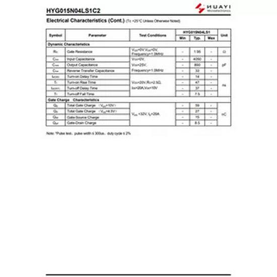 Brand New HYG015N04LS1C2 PDFN5x6-8L N-Channel MOSFET