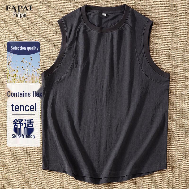 

FAPAI Men s Linen Blend Crew Neck Vest L