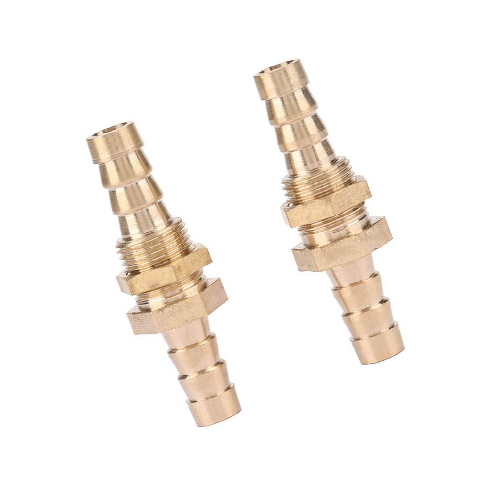 2 Pcs Hose Barb Brass Bulkhead Pipe Fitting Coupler Connector Adapter (8mm)