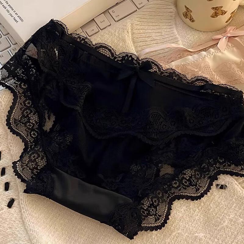 FitonTon Women's Lace & Satin Bikini Underwear (4-Pack)