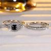 Female Black Zircon Stone Engagement Ring Set Cute Silver Color Wedding Jewelry For Women