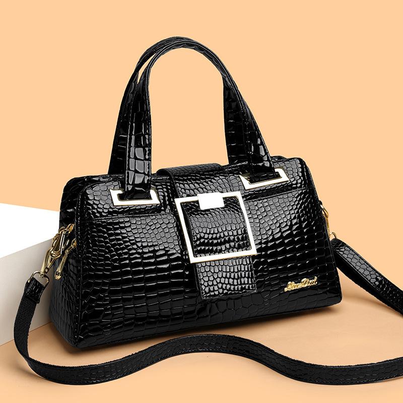 Nowa Torba Bostonka Stylowa Jednolity Kolor Torba dla Mamy w Średnim Wieku Przenośna Torba na Ramię Crossbody