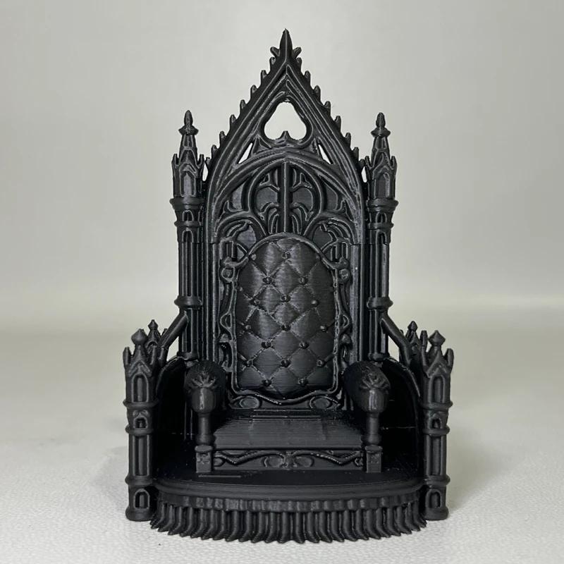 

Mini Gothic Cathedral Throne Chair Figurine, 3D Printed Royal King Throne Miniature Ornament, Medieval Castle Decor Accessory