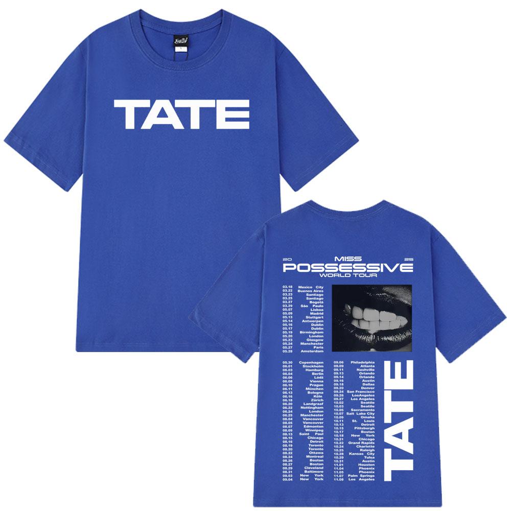 Tate McRae Miss Possessive Tour 2025 Tate McRae Grafik T-Shirts Herren Damen Mode Kurzarm Baumwolle Hip-Hop Freizeit T-Shirts