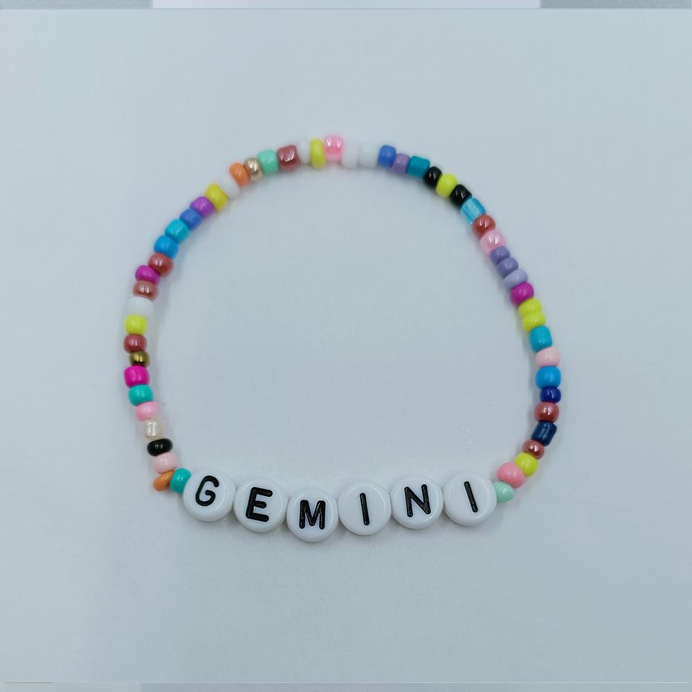 Colorful Beaded Bracelet Rainbow Friendship Bracelet Elastic Stretch Letter Beaded Bracelets for Kids Girls