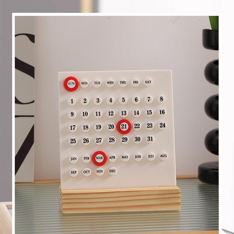 Useful Wood Perpetual Calendar Montessori Cute Desk Calendars Adjustable Week Month Date Display Home Office Desks