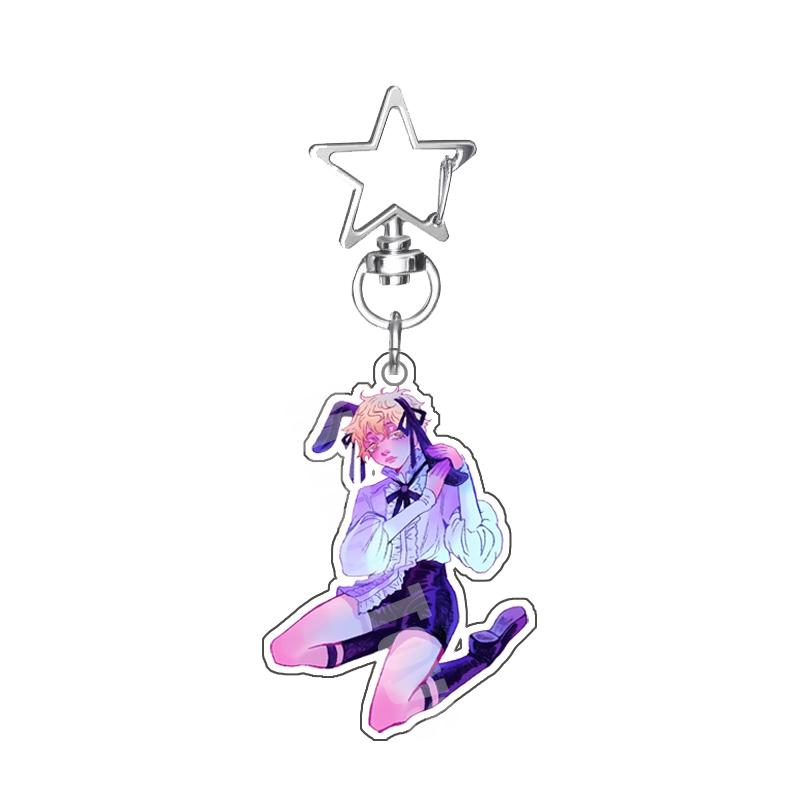 Rabbit Cafe Series Alien Stage Luka Ivan Till Mizi Hyuna Character Acrylic Keychain Decoration Pendant Fans Exquisite Gift 6Cm