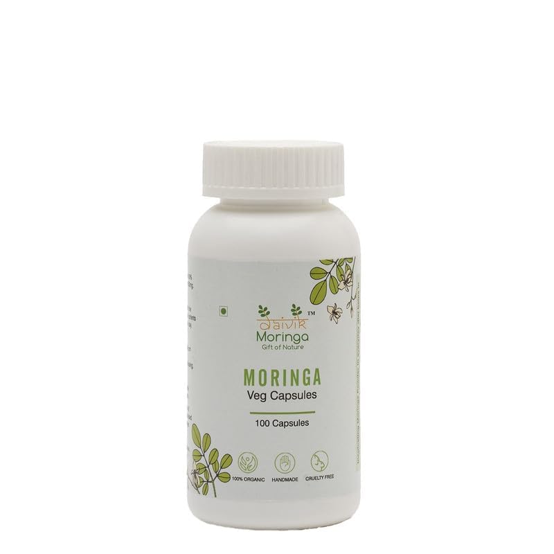 Daivik Moringa Veg Capsules | 100 Capsules | Superfood Supplement for Immunity, Antioxidants & Nutrition