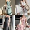 Sexy Dresses Suspender V Neck Sleepwear Sleep Dress Nightgown Solid Color Nightwear