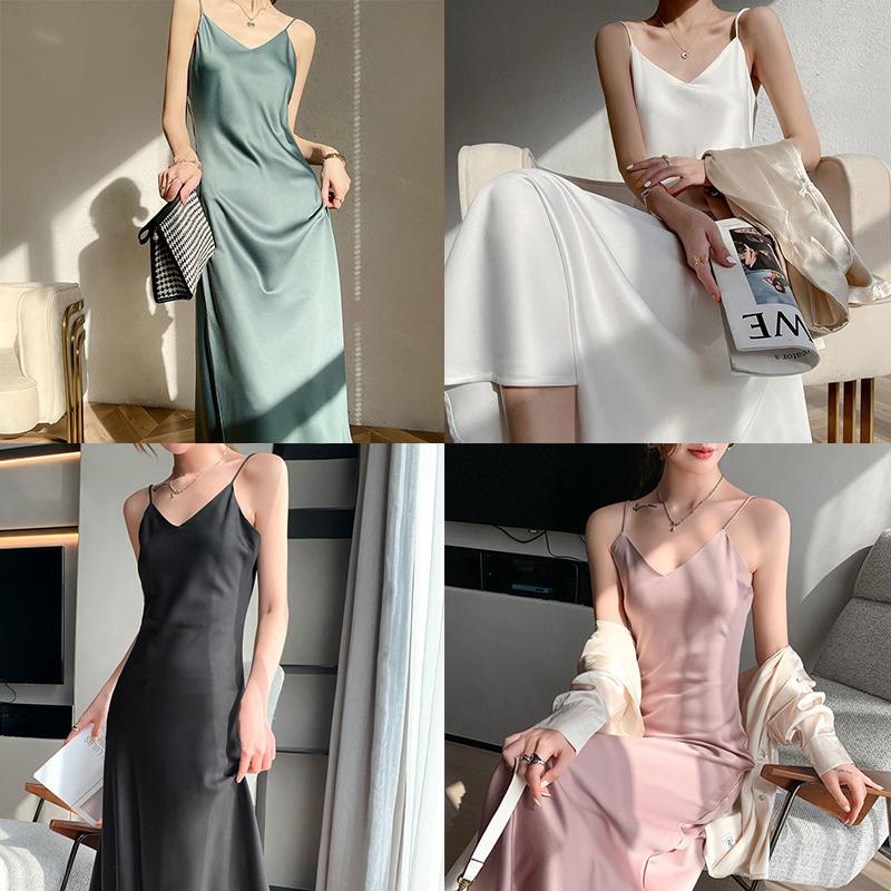 Sexy Dresses Suspender V Neck Sleepwear Sleep Dress Nightgown Solid Color Nightwear