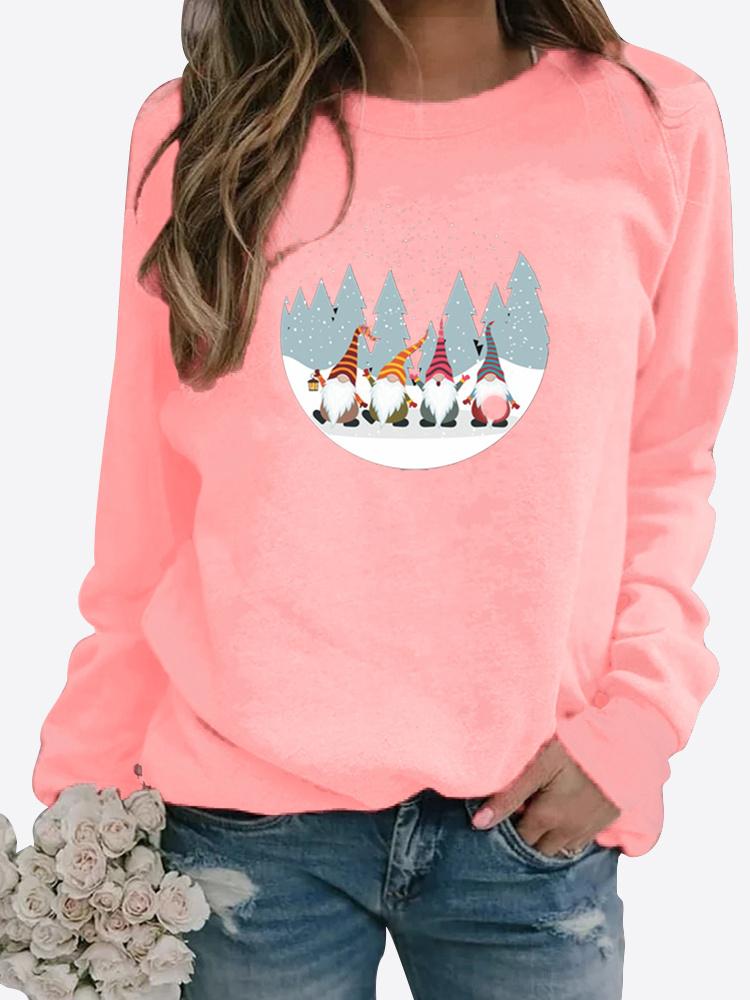 Podzimní Nový Svetr Dámský Potištěný Top Tričko Dámské Kulatý Výstřih Dlouhý Rukáv Ležérní Mikina Plus Size Halenka