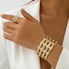 Set Bracciale & Anello Multi-Strato in Bambù Geometrico per Donna - Gioielli Larghi alla Moda