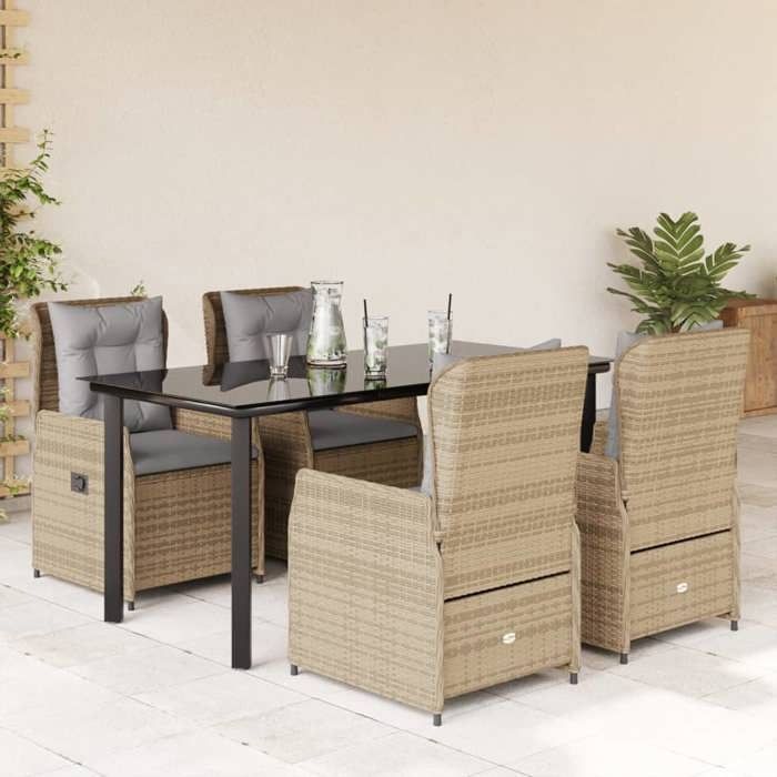 VidaXL Garden Dining Set with Cushions 5pcs Beige Poly Rattan 3262878
