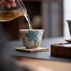 Japanese-Style Cherry Blossom Ceramic Kung Fu Teacups Creative Ice Gray Glaze Household Tea Utensils Single Cup 2025 New
