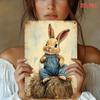 Tin Sign Retro Easter Rabbit Floral Wall Art Home Holiday Decor Metal Poster