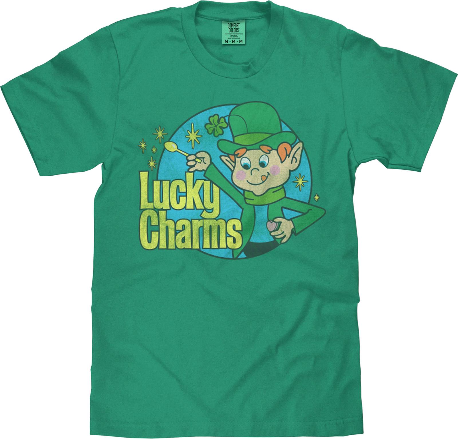 Tee Luv x Comfort Colors 70s Lucky Charms Cereal Leprechaun Mens T Shirt Grass M