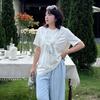 Large size women's versatile sister crew neck T-shirt 2026 summer design beautiful short-sleeved top 254764