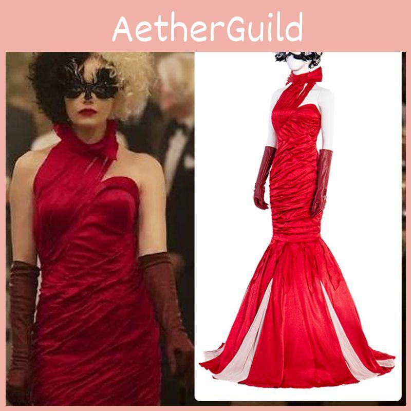 Exquisite Cruella De Vil Kuyla Cosplay Costume Set With Elegant Gown And Accessories