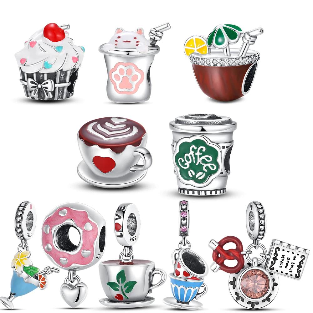 Coppercharm Afternoon Tea Series Donut Cake Coffee Wine Cup Fit Women'S Bracelet Making Jewelry Gift