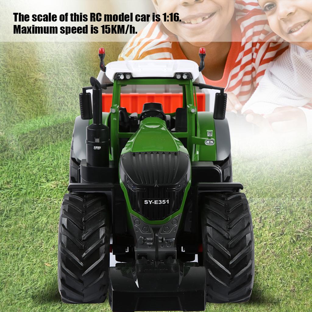 Remote Control 2.4GHz Farmer Car Tractor Dump Truck Engineering Off Road 1:16 RC Car Model Toy(Green )