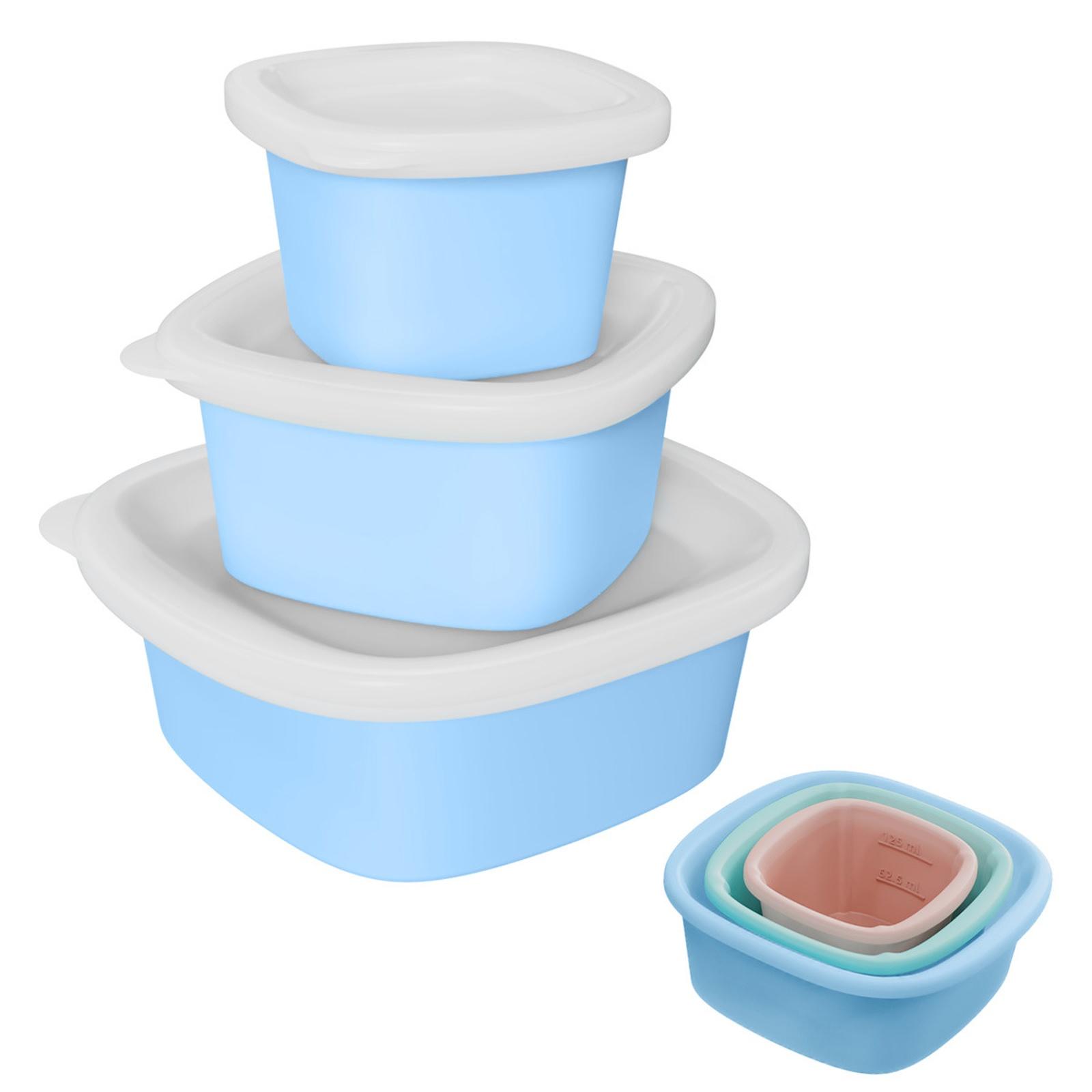 

Food Grade Silicone Food Storage Container, Single Layer Sealed Lunch Box, Kids Snack Fruit Divided Box for Home синий