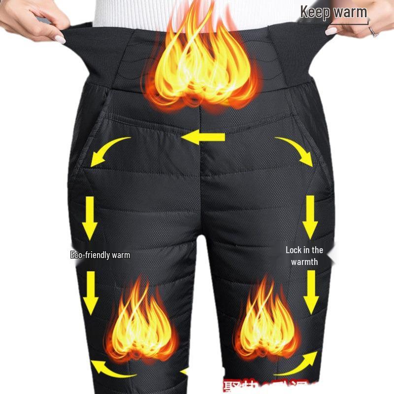 Pantalon d'hiver chaud pour femmes à taille haute et épaissi - Coupe amincissante, Grande taille, Doublé polaire, Vêtement chaud pour l'hiver pour femmes d'âge moyen et âgées