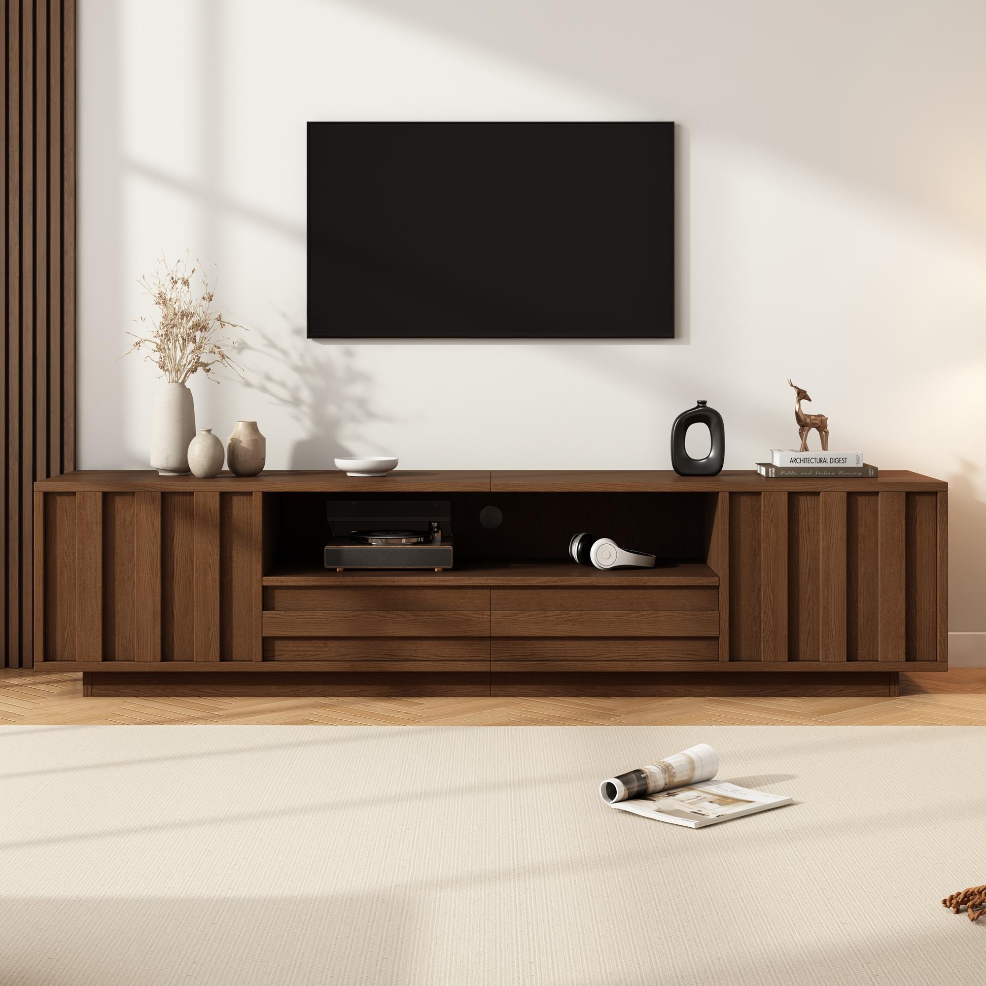 180x40x45cm MDF TV cabinet, walnut wood
