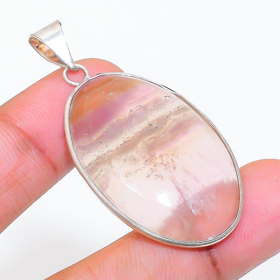 Natural Fluorite Gemstone 925 Sterling Silver Jewelry Pendant 1.97" ZS-355