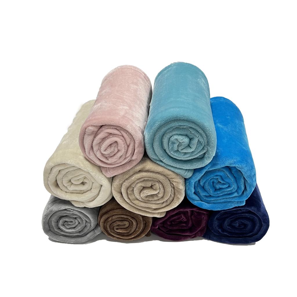 Custom Solid Polyester Winter Flannel Blanket Plush Soft Throw