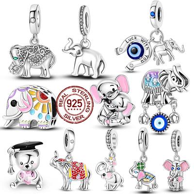 Copper Elephant Gathering Panda Pendant Charms Beads Fitoriginal Bracelet Diy Birthday Jewelry Gifts For Women