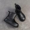Johnature Versatile Snow Boots Plush Warm Flat Platform Short Boots Genuine Leather Women's Shoes
