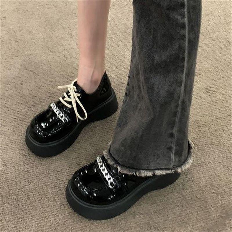 Women's Mary Jane Shoes Platform Round Toe Black Ladies Pumps Korean Style Casual Genuine Mark on Offer Quick Delivery Fashion