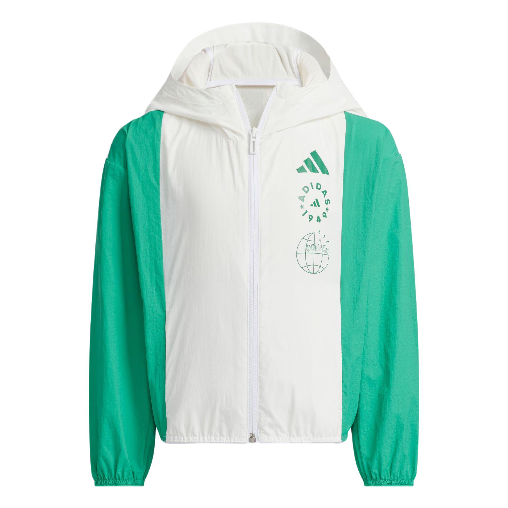 

New Adidas Jacket White/Light Lawn Green Children Aged 3 7 Years Old JL7559 128