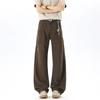American Maillard multi-pocket tooling jeans men's and women's autumn straight-leg pants loose casual wide-leg pants trendy