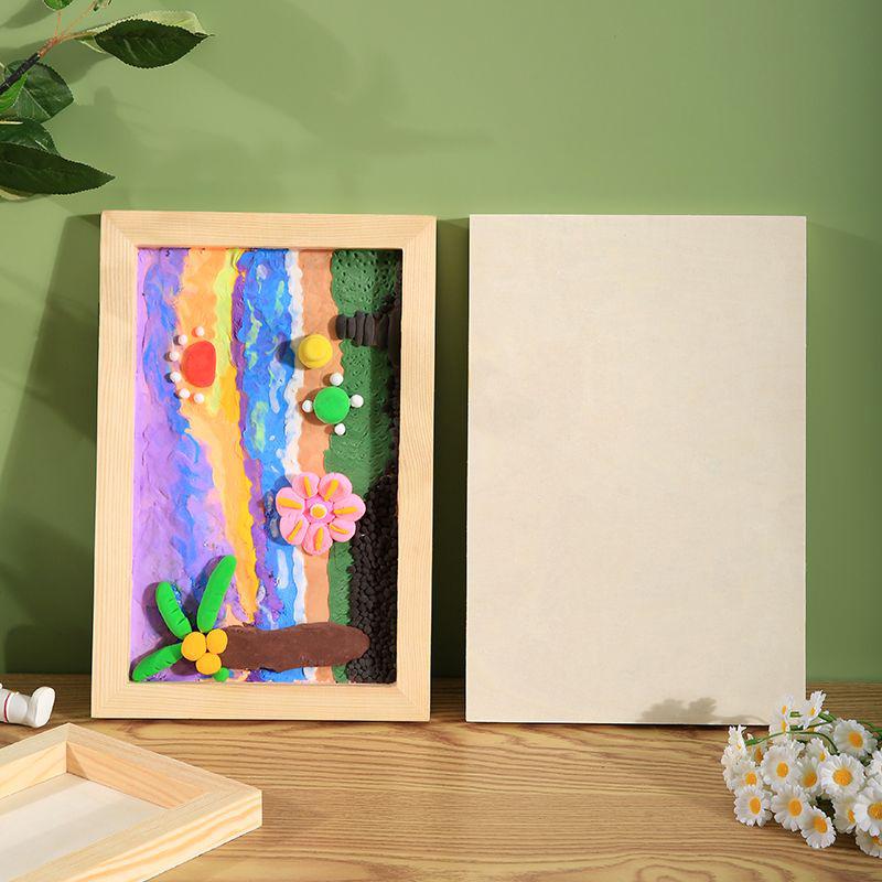 Unfinished Solid Pine Wood Clay Picture Frames for Arts & Crafts,DIY Painting Project Stand for Adults and Kids Color Clay Craft