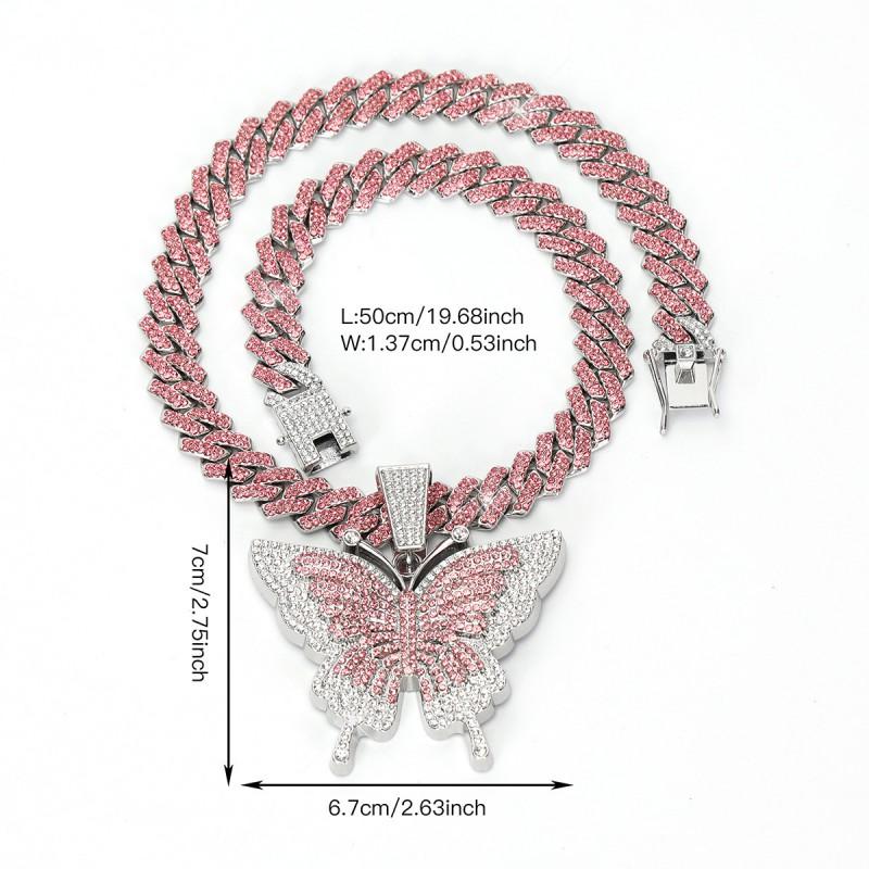 Collier Pendentif Papillon Style Hip Hop Chaîne Cubaine en Alliage Bijoux de Mode Unisexe Tenue de Soirée